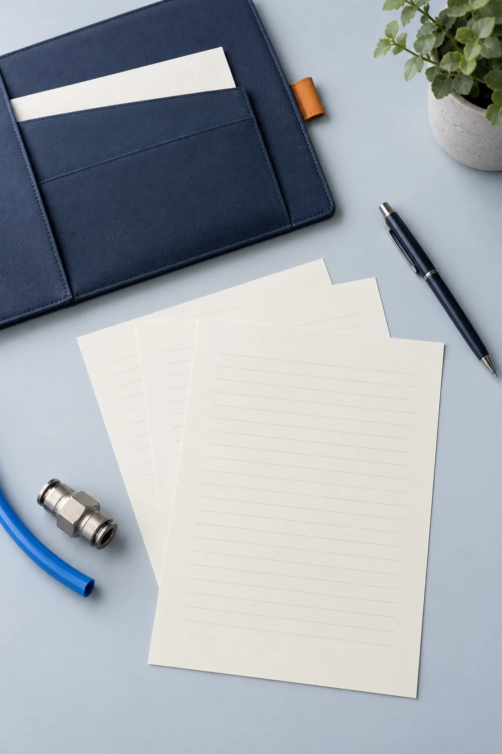 Illustrative correspondence materials with a pneumatic connector and tubing sample