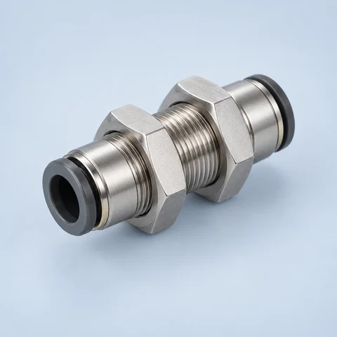 Category illustration of a through-panel pneumatic bulkhead connector