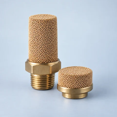 Category illustration of cylindrical and low-profile pneumatic exhaust silencers