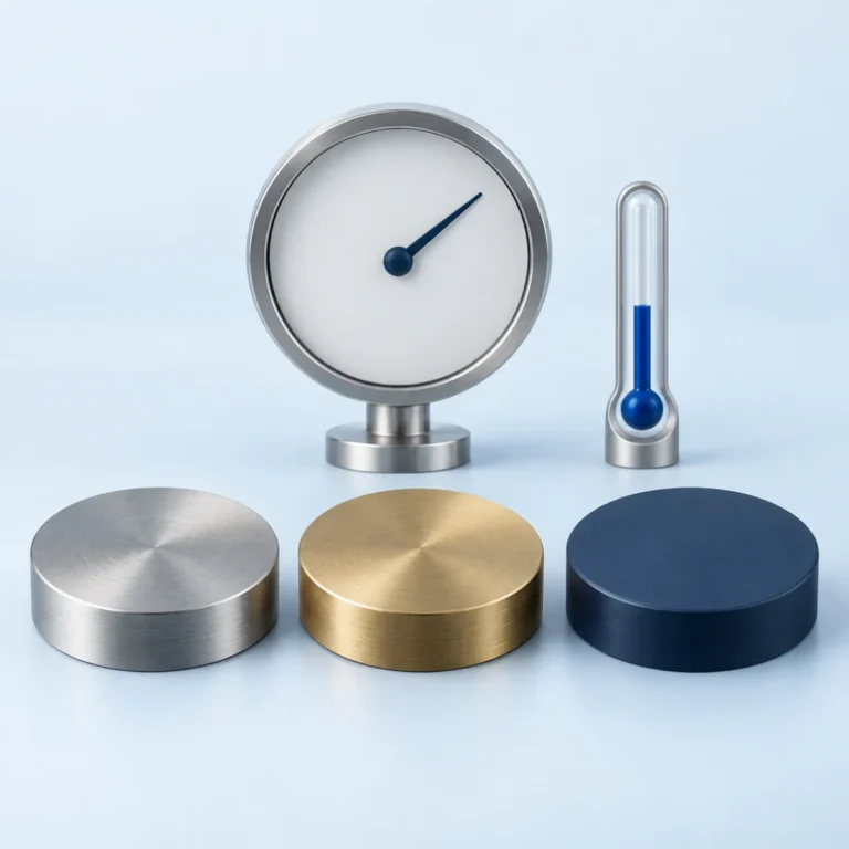 Conceptual illustration of material samples with unmarked pressure and temperature instruments