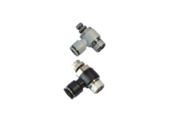 Adjustable pneumatic flow-control fitting, catalogue family reference